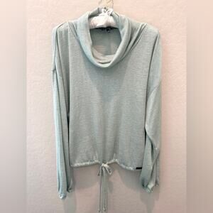 DKNY JEANS | Pale Blue Lightweight Cowl Neck Drawstring Pullover Sweater | XL